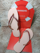 Chinelo Havaianas Feminino Slim Glitter Rosa Ballet - Brilhante Original