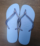 Chinelo Havaianas Feminino Slim Tube Tira Fina - Dourado e Lilás Original