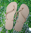 Chinelo Havaianas Feminino Slim Tube Tira Fina - Dourado e Lilás Original