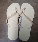 Chinelo Havaianas Feminino Slim Tube Tira Fina - Dourado e Lilás Original