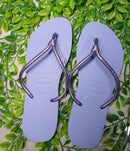 Chinelo Havaianas Feminino Slim Tube Tira Fina - Dourado e Lilás Original